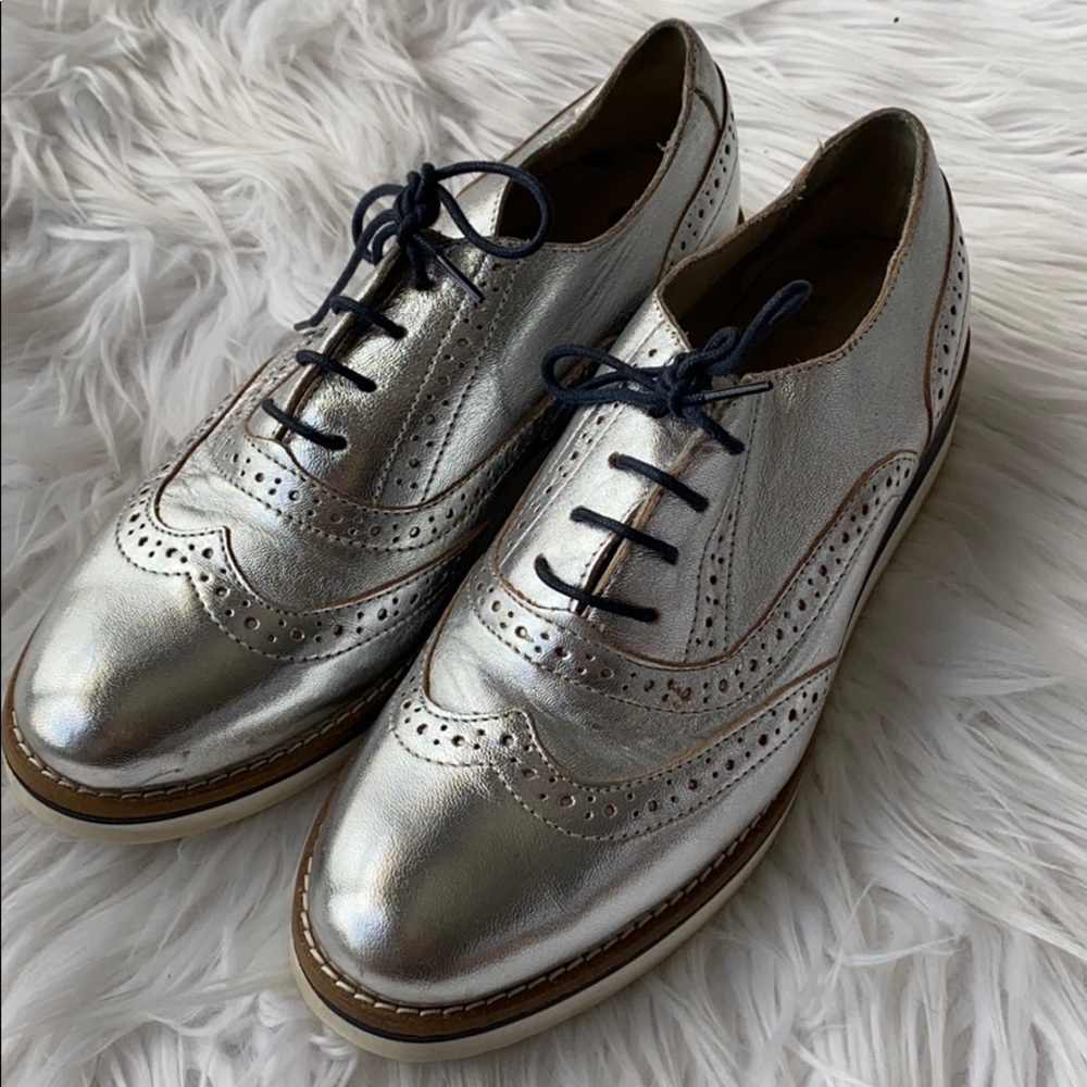 Sliver Leather Oxford Shoes